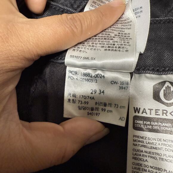 Levis 721 Jeans Womens 29x34 Black Dark Wash Cotton Stretch Straight Slim Fit - Picture 8 of 13